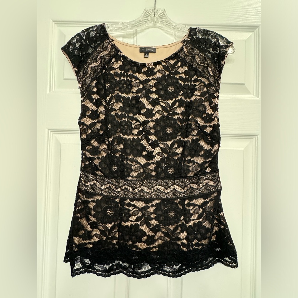 The Limited Black Lace Peplum Top | Size M